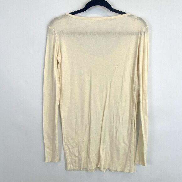 Live The Process Top Women’s M Ribbed Long Sleeve Beige Scoop Neck Super Soft - Picture 2 of 4